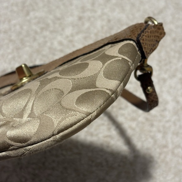 Coach Peyton Khaki Brown Signature & Leather Large Wristlet Clutch Purse - Picture 5 of 11